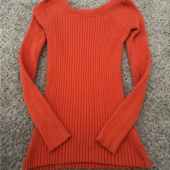 Chadwicks Wide Neck Women’s Sz S Long Sleeve Ribbed Pullover Sweater Orange - Picture 4 of 4
